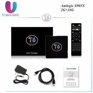 Umelody factory price T6 S905X TV Box mp4 download hindi video songs 2GB 16GB Android 7.1 Smart TV Box conax satellite receiver