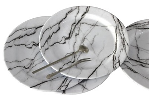 Vaisselle en mélamine <span class=keywords><strong>de</strong></span> haute qualité avec veinage <span class=keywords><strong>de</strong></span> <span class=keywords><strong>marbre</strong></span>, design personnalisé, assiettes rondes - Product Image 2