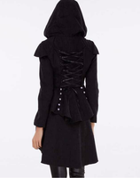 Vestes pour femmes tendance, couleur noire, devant court, dos long, lacets, manteaux d'hiver pour femmes