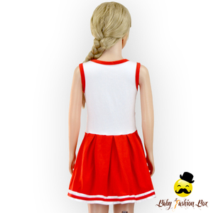 Vestido Deportivo de Verano sin Mangas <span class=keywords><strong>Rojo</strong></span> y Blanco para Niña, de Algodón, para Animadoras - Product Image 6