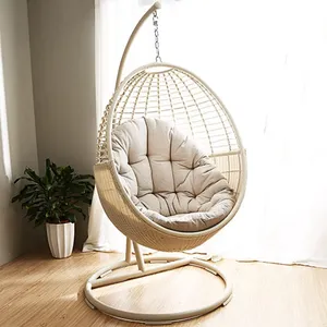 Современная уличная садовая мебель, плетеное яйцо из ротанга, подвесное комнатное кресло-качели с подставкой