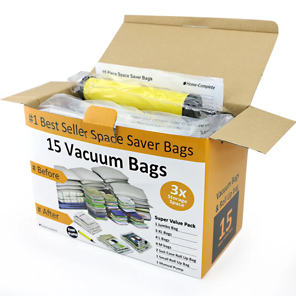 Accept customers customized plastic vacuum storage bags with clothes and bedding