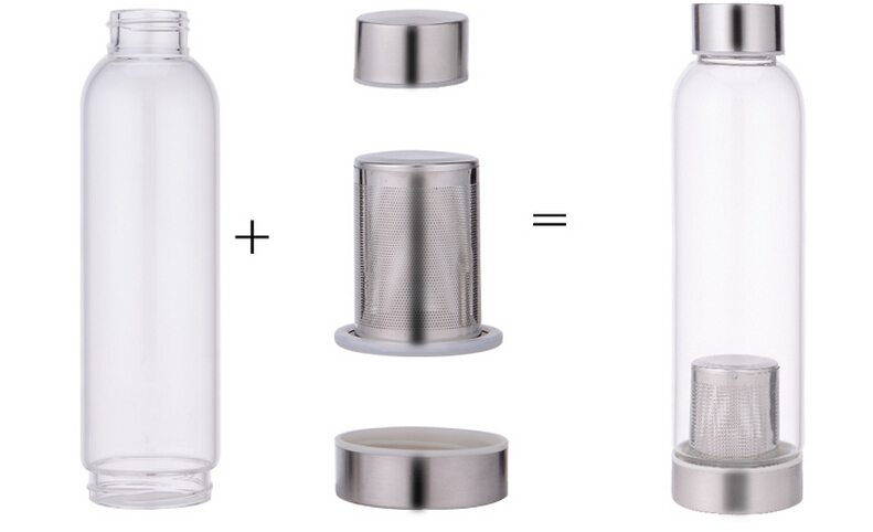 18oz Leak-Proof Glass Bottles Juicing Containers Water Beverage Bottles With Nylon Sleeve