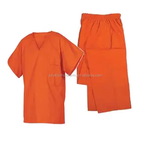 Personalizado V Cuello Diseño Longevidad Naranja Unisex Dos Piezas Mono Prisión Uniformes Set