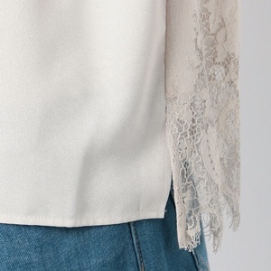Caliente barato <span class=keywords><strong>mujer</strong></span> Puro Blanco de manga corta carrera blusa camisas - Product Image 4