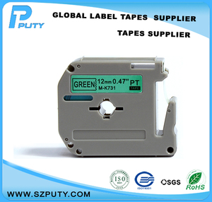 Compatible noir sur vert M-K731 12 mm rubans d'étiquettes pour <span class=keywords><strong>Ptouch</strong></span> thermique thermique imprimantes d'étiquettes - Product Image 1