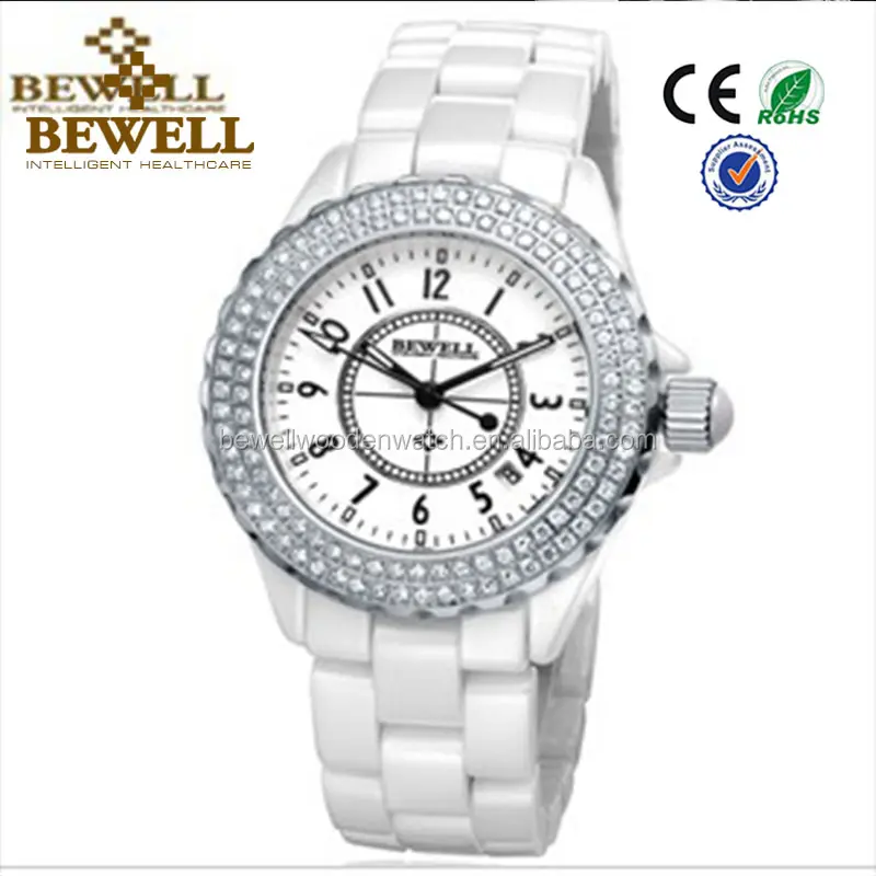 White or Grey Ceramic Watch Lady Diamond Watch Brand Women Fashion Watches 30m Water Resistant