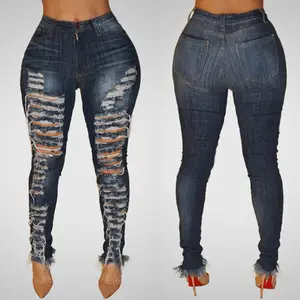 Của Phụ Nữ Bút Chì Quần Ripped Jeans Cho Phụ Nữ Skinny Lỗ Ripped Phụ Nữ Cổ Điển Denim Jeans Femme Y11367