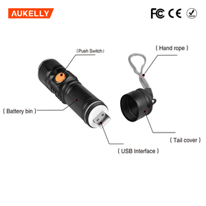 Aukelly Portabel 18650 Baterai Built-In T6 Saku LED Mini USB Rechargeable Torch Cahaya Teleskopik Aluminium Senter - Product Image 4
