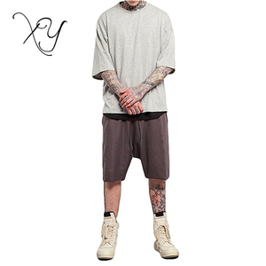 2018 Nouveau hommes Casual Demi Manches Surdimensionnés T-Shirt Solod Couleur Personnalisé Hip Hop T Shirt Hommes - Product Image 5