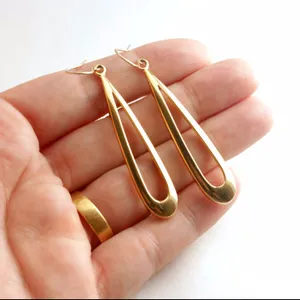 Long Gold Loop Earrings, Minimalist Jewelry, Gift for GF