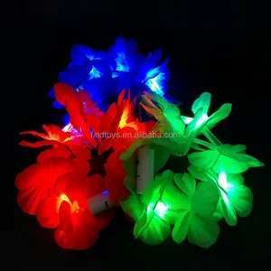 Novelty LED Flashing flower lei bracelet LED Bingking glowing Flower Bracelace