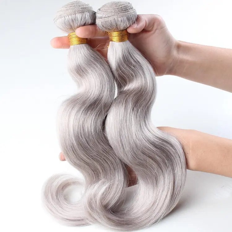 Alibaba, cabello más vendido, extensión de cabello humano virgen de color en Dubái, cabello humano gris
