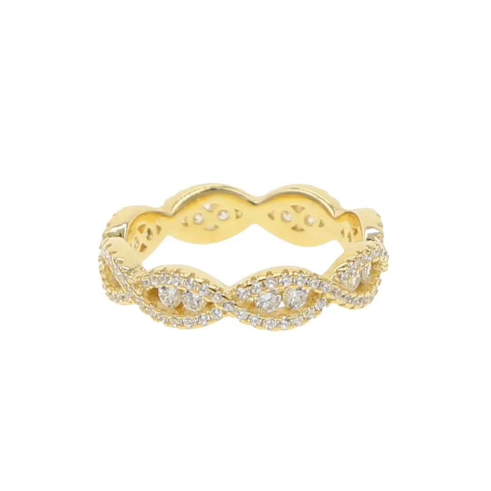 925 sterling silver vermeil gold plated friendship engagement band sparking cz infinity ring
