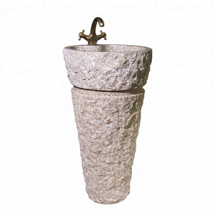 Gran <span class=keywords><strong>oferta</strong></span> de lavabo de granito con pedestal de piedra negra natural a la venta - Product Image 4