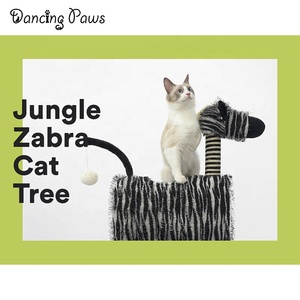 Rumah Kucing Zebra Gaya Kebun Binatang, Pohon Kucing, Tiang Garukan <span class=keywords><strong>Sisal</strong></span> untuk Kucing, Mainan - Product Image 6