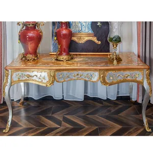 Ханден-росписью цветы офисный стол бюро стол и Золотой Бронзовый деревянный современная мебель для дома Мебель для гостиной деревянный стол