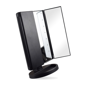 Portable Touch Screen Adjustable 21 LED Lights Desktop Makeup <strong>Mirror</strong> 3-Folding Square <strong>Tabletop</strong> Makeup <strong>Mirror</strong> New Design - Product Image 3