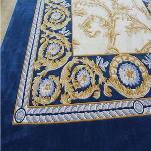 Moquette murale en laine bleu marine à motif floral <span class=keywords><strong>d</strong></span>écoupé, utilisée pour les hôtels, en coton européen, toile de coton personnalisée - Product Image 3