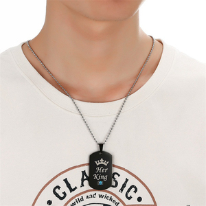 <span class=keywords><strong>Coppia</strong></span> <span class=keywords><strong>di</strong></span> gioielli <span class=keywords><strong>di</strong></span> vendita calda 2024 Unisex in acciaio inox nero il suo <span class=keywords><strong>re</strong></span> la sua regina collana all'ingrosso - Product Image 6