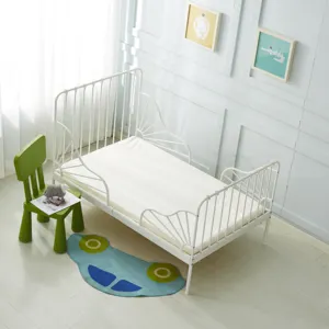 Hypoallergenic Ivory White 100% Bamboo Quilted Jacquard Crib Baby Waterproof Mattress Protector Fitted Bed Sheets