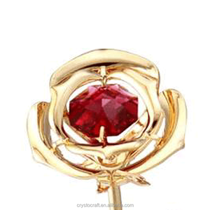 Figura Decorativa de Rosa Roja de Cristal Chapado en Oro de San Valentín de Crystocraft, Arte Popular Europeo, Cristales de Corte Brillante, Grabado Láser para el Hogar - Product Image 2