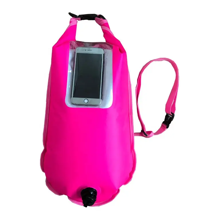 double air chamber swimming buoy with dry bag float bag