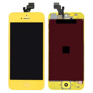 Amarelo nova lcd touch screen digitador display+home button reparação para iphone 5