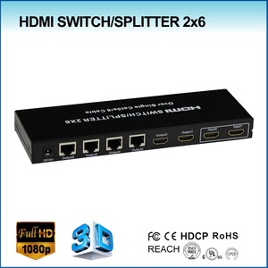 Séparateur <span class=keywords><strong>hdmi</strong></span> 6 voies 2-en-1, avec extension 3D, 60m, répartiteur <span class=keywords><strong>hdmi</strong></span> 2-en-6 sorties - Product Image 2