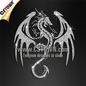 Wholesale custom rhinestone dragon hotfix tshirt transfer patterns