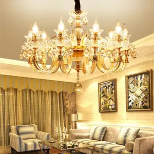 JYLIGHTING Lampadario Moderno Europeo di Lusso in Cristallo Dorato Certificato CE Lampada <span class=keywords><strong>a</strong></span> <span class=keywords><strong>Sospensione</strong></span> per Soggiorno - Product Image 1