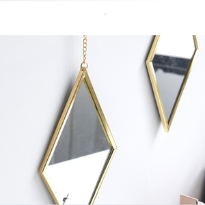 Wholesale Decorative Gold Geometry Metal Diamond Shape Wall <strong>Hanging</strong> <strong>Mirror</strong> - Product Image 1