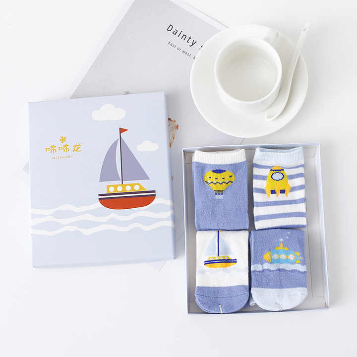 Cute Baby Newborn Socks Animal Theme Gift Unisex 4 Pack Set