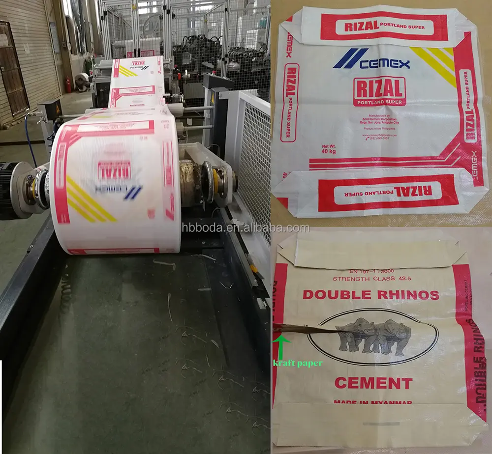 Personalizado impresso saco de cimento automática máquina de embalagem de enchimento de materiais plásticos em bruto para 50 25kg kg de peso