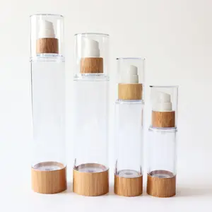 Hochwertige Bambus-Pump flasche für kosmetische Airless 50ml Luxus-Kosmetik verpackungs flasche