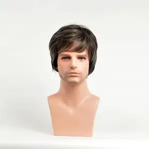 New Arrival unique design Men's wigs brown short synthetic Hair Wig for man