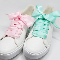 12 lacets de chaussures en satin à la mode, 100 cm de long, ruban plat, lacet coloré