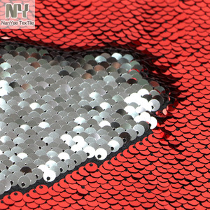 Nanyee textil, venta al por mayor, <span class=keywords><strong>Facebook</strong></span>, Color cambiante, tela de lentejuelas Rojas brillantes - Product Image 2