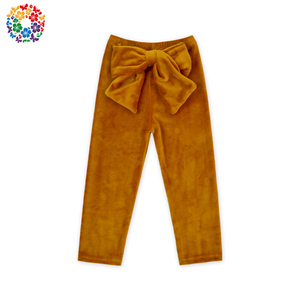 Bambini Solid Hot Pink Velvet Materiale <span class=keywords><strong>Pantaloni</strong></span> Ragazzini <span class=keywords><strong>Pantaloni</strong></span> Felpati con Grande Fiocco Sul Retro Del Bambino A Buon Mercato Dei <span class=keywords><strong>Pantaloni</strong></span> Della Ragazza All'ingrosso prezzo - Product Image 2
