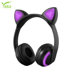 Carino Cosplay Led luce Stereo suoni cuffie sopra l'orecchio cuffie senza fili Bluetooth Cat per ragazza