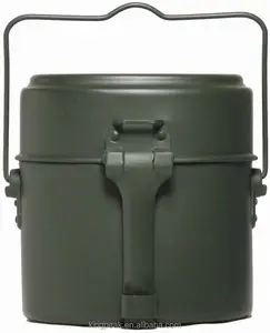 Hete Verkopende Duitse Stijl 3-delige Puinhoop Kit Draagbare Backpacking Kookgerei Picknick Lunchbox Sovjet Russische Camping Soldaat Mess Kit