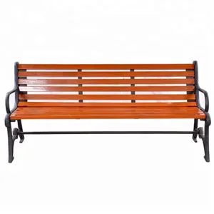 Solid wood park bench antique cast iron and timer garden bench