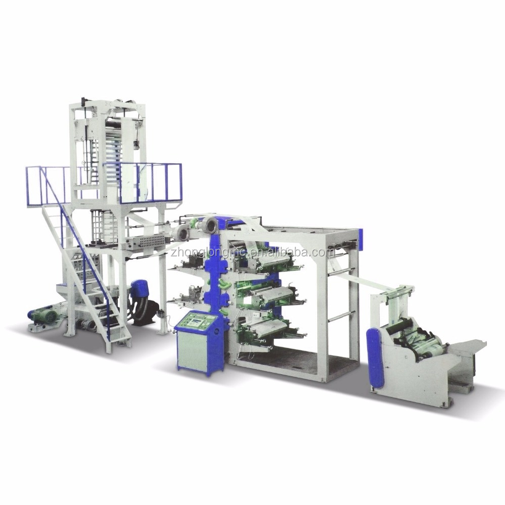 ПЭ выдувная пленка экструдер линия с двухцветным флексографским принтером