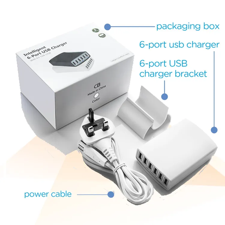 Multiple USB Hub 6-Port Portable 6 Port USB Charger Desktop station for Mobile phone battery charging