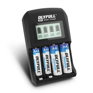 Special Price DLYFULL D1 AC DC input Battery Charger with LCD for Ni-MH and Ni-CD AA AAA and 9V battery