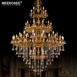 MEEROSEE Nouvelle Conception De Luxe Grand Hôtel Mezzanine Hall Lustre En Cristal Grand Alliage De Zinc Lampe Suspendue pour Projet MD85368-L56