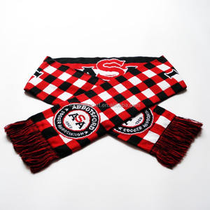 نوعية جيدة منخفضة موك سعر جيد 100% الاكريليك مزدوجة الجانبين محبوك الجاكار الرياضة مروحة الهتاف مخصص وشاح كرة قدم - Product Image 1