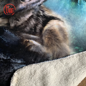 Hot Bán Tùy Chỉnh In Kỹ Thuật Số Chồn Lông Cừu 2ply Chăn In Mô Hình Sói <span class=keywords><strong>Sherpa</strong></span> Ném Chăn Cho Mùa Đông - Product Image 3