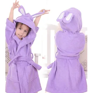 Boys girls and children 100% cotton bathrobe home white color bathrobes and hotel use bathrobe