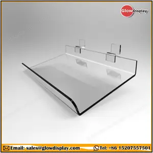 स्पष्ट एक्रिलिक Plexiglass Angled Slatwall शेल्फ होंठ के साथ